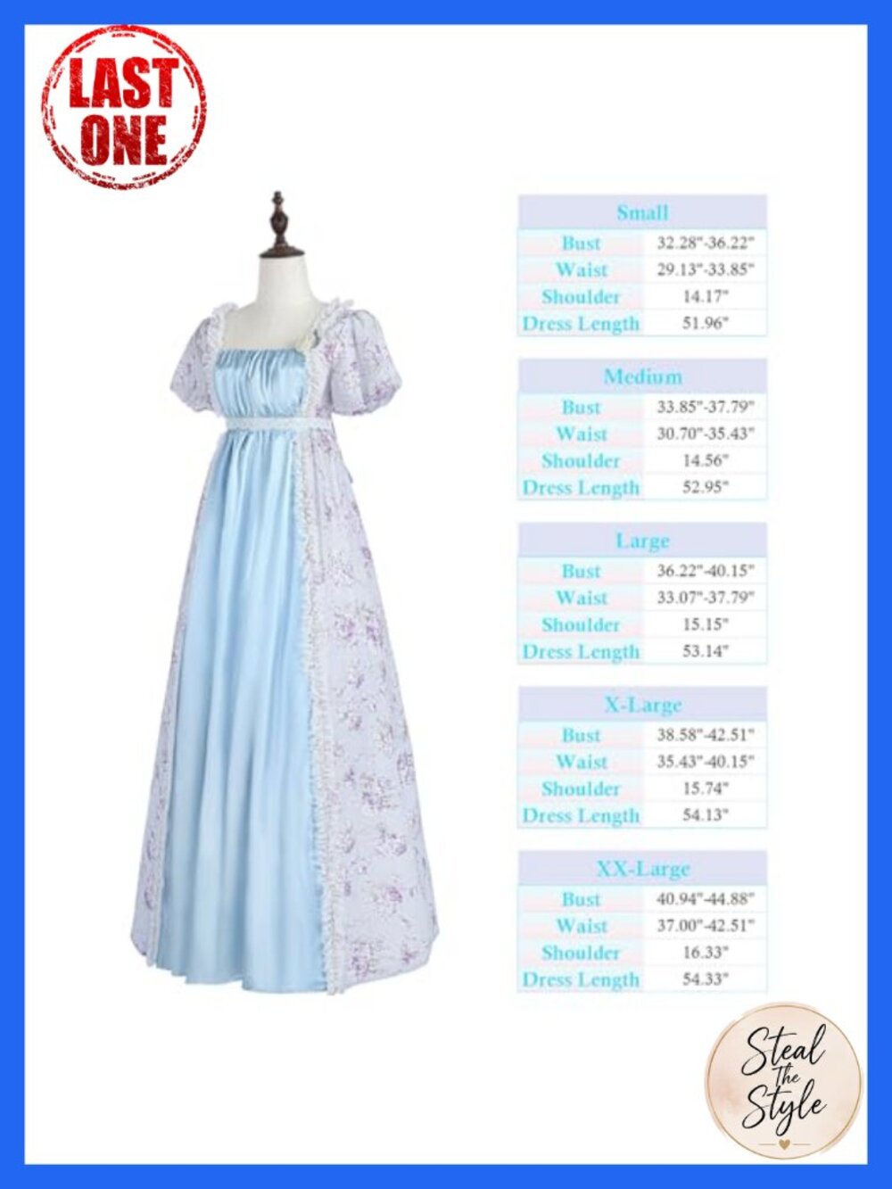 Regency Dress Empire Waist Victorian Gown Satin Chiffon Costume - Picture 6 of 6